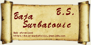 Baja Šurbatović vizit kartica